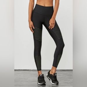 Alo Airlift Hw 7/8 Moto Legging Black/Highlighter XS NWOT
